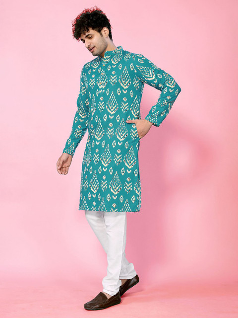 THE FAB FACTORY Men Paisley Printed Festive Cotton Straight Kurta - Image 4