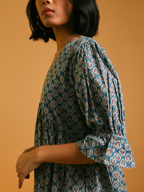 LIMEROAD Women Ethnic Printed Cambric V Neck Ethnic Dress - Image 5