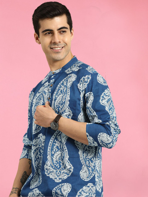 THE FAB FACTORY Men Paisley Printed Festive Cotton Straight Kurta - Image 2