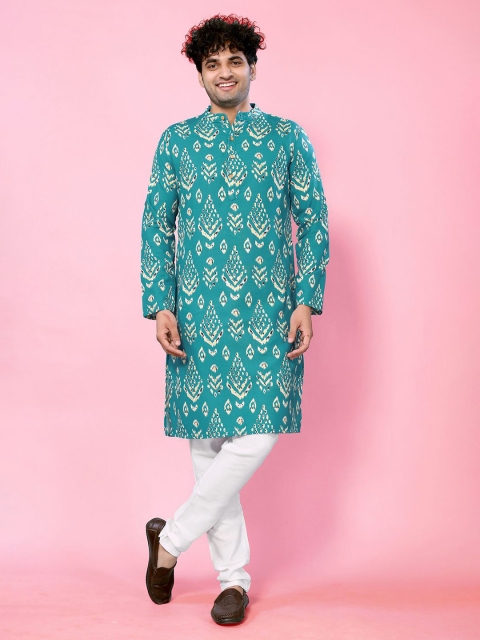THE FAB FACTORY Men Paisley Printed Festive Cotton Straight Kurta