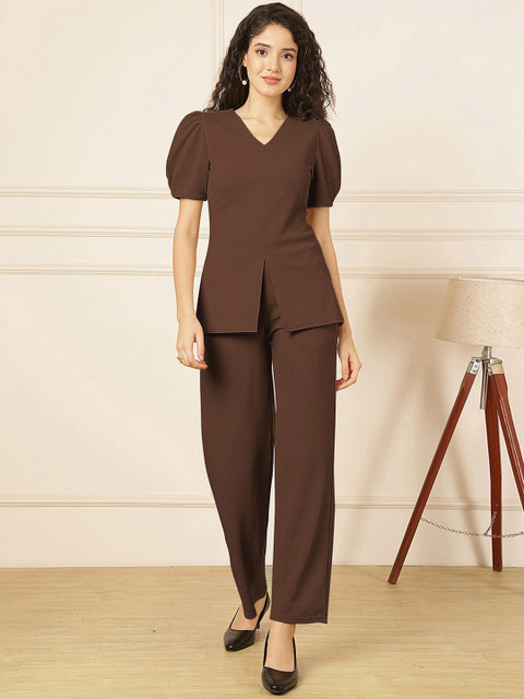 Selvia V-Neck Top With Trouser Co-Ords
