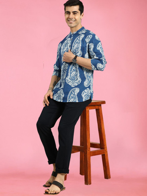 THE FAB FACTORY Men Paisley Printed Festive Cotton Straight Kurta - Image 4