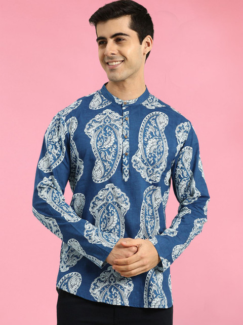 THE FAB FACTORY Men Paisley Printed Festive Cotton Straight Kurta