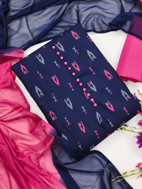 KALINI Women's Cotton Slub Printed Unstitched Salwar Suit Dress Material with Dupatta