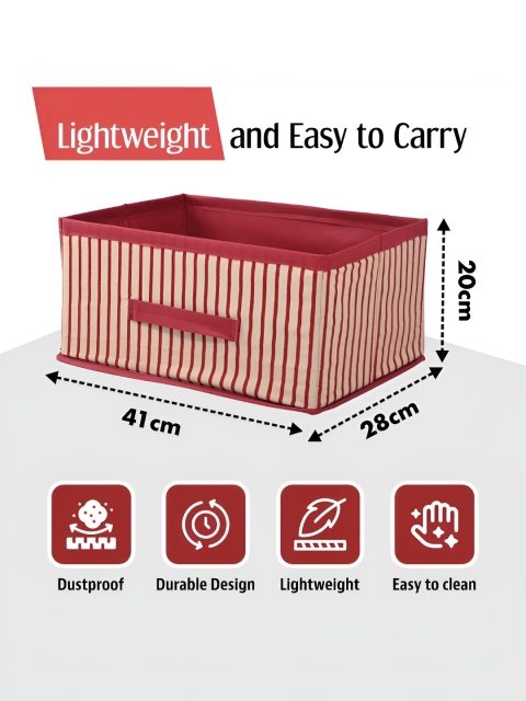 Aura Beige 4 Pcs Foldable Multi-purpose Cloth Organizer for Storage Box Drawing Handle - Image 3