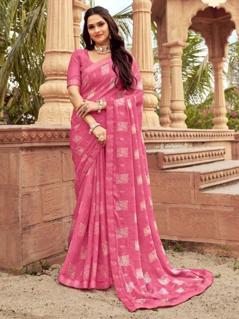 HERE&NOW Ethnic Motifs Pure Chiffon Saree