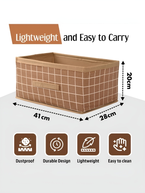 Aura Beige 3 Pcs Foldable Multi-purpose Cloth Organizer for Storage Box Drawing Handle - Image 3