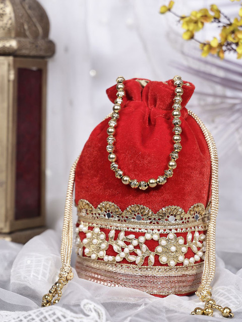 SKIMMER Embroidered Tasselled Potli Clutch