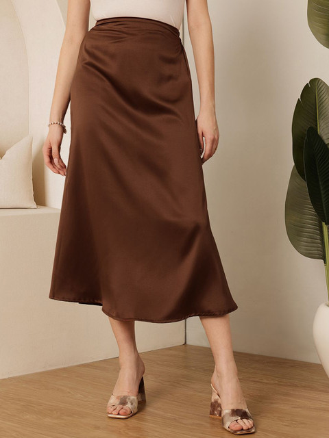 STREET 9 A-Line Midi Satin Skirt