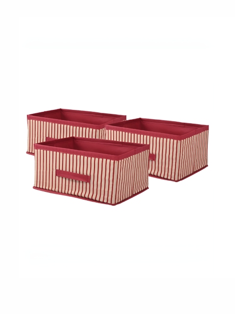 Aura Pink 3 Pcs Foldable Multi-purpose Cloth Organizer for Storage Box Drawing Handle