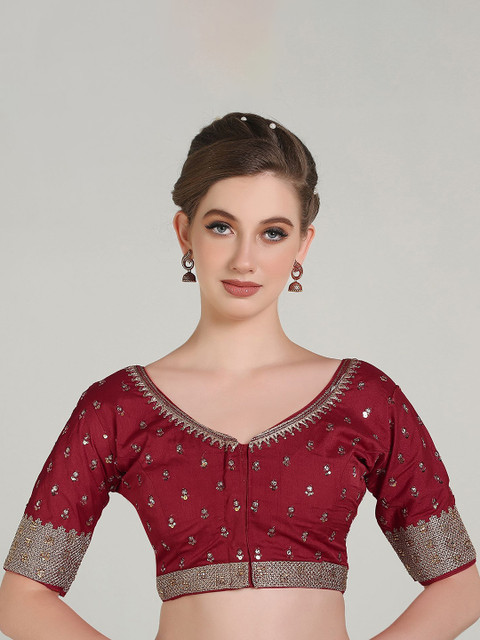 HERE&NOW Aari Work Half Sleeve Saree Blouse