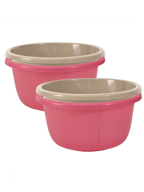 Aura Pink & Coffee Brown 4 Pcs 40 Liter Multipurpose Bath & Washing Clothe Tub