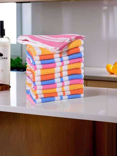 Kuber Industries Yellow & Pink 12 Pieces Reusable Cotton Kitchen Cleaning Towels