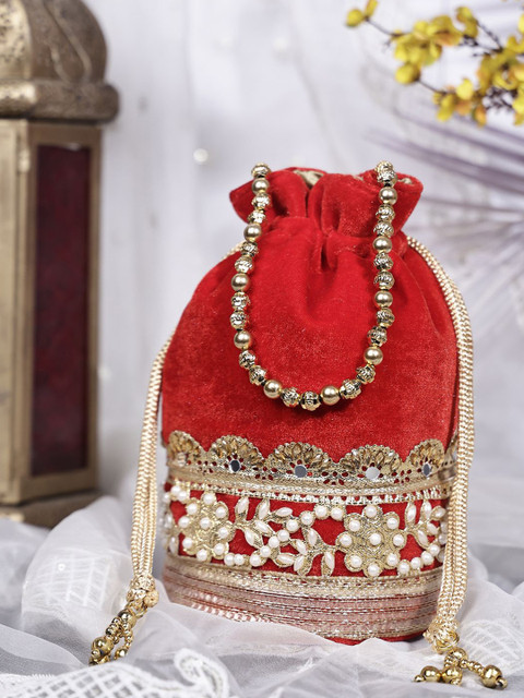 SKIMMER Embroidered Tasselled Potli Clutch