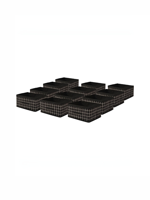 Aura Black 12 Pcs Foldable Multi-purpose Cloth Organizer for Storage Box Drawing Handle