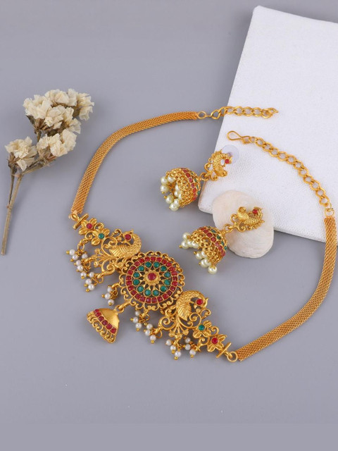 Anouk Gold-Plated Peacock Choker Necklace Set