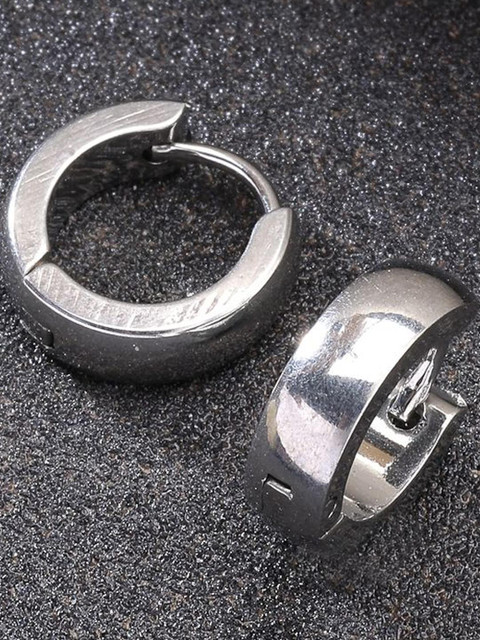 Roadster Men Silver-Plated Stainless Steel Hoop Earrings