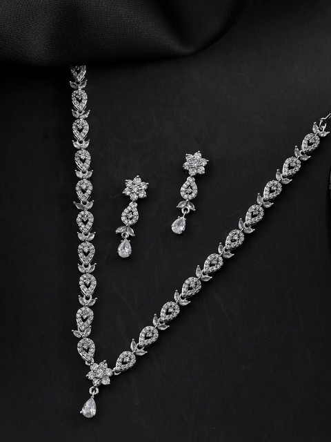 Silver Plated AD Studded Classic Jewellery Set