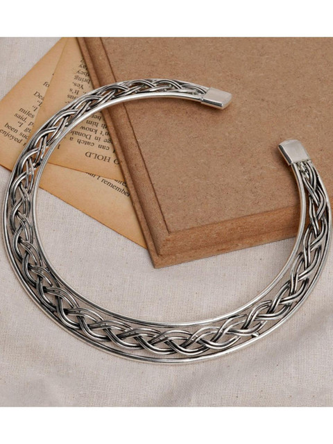 Sangria Women Silver-Plated Oxidized Statement Choker Necklace