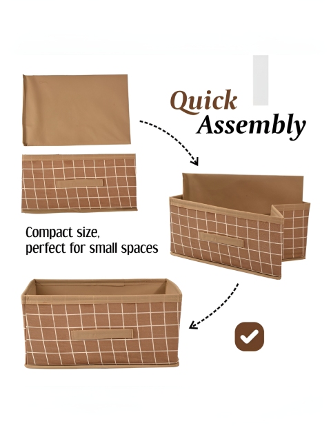 Aura Beige 4 Pcs Foldable Multi-purpose Cloth Organizer for Storage Box Drawing Handle - Image 5