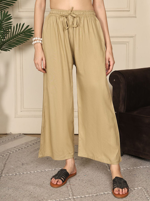 TAG 7 Women Solid Flared Cropped Palazzos