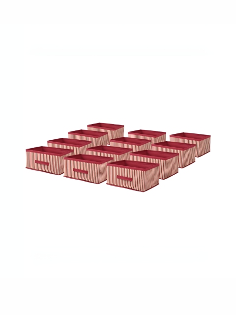 Aura Pink 12 Pcs Foldable Multi-purpose Cloth Organizer for Storage Box Drawing Handle