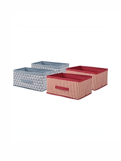 Aura Pink 4 Pcs Foldable Multi-purpose Cloth Organizer for Storage Box Drawing Handle