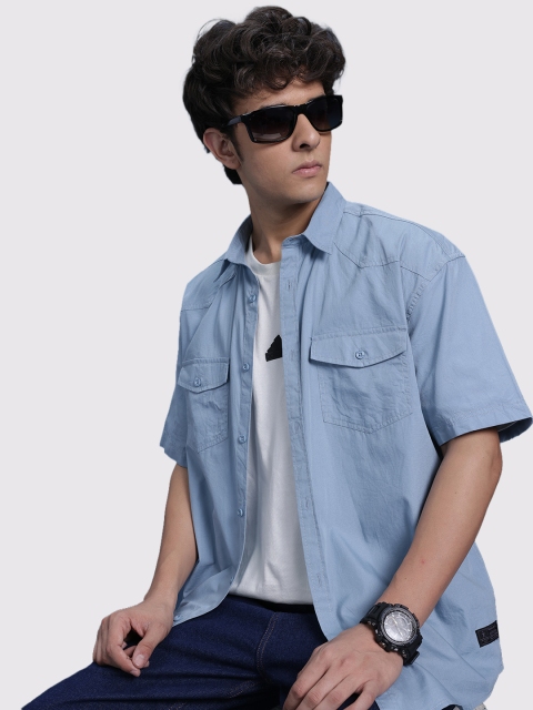 The Roadster Life Co. Pure Cotton Drop-Shoulder Sleeves Relaxed Fit Casual Shirt