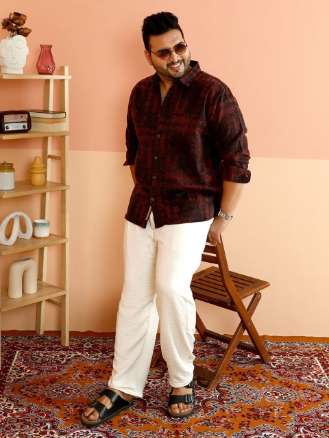 Instafab Plus Striped Spread Collar Long Sleeves Shirt - Image 5