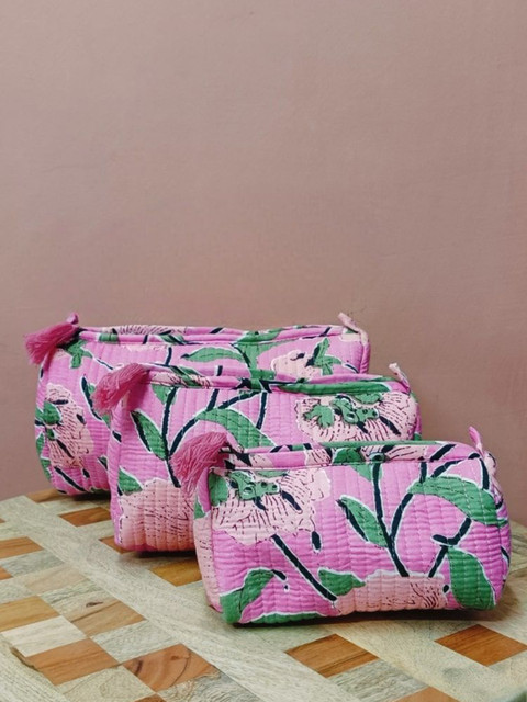 Gulaab Jaipur Unisex Set Of 3 Travel Pouch With Waterproof Lining