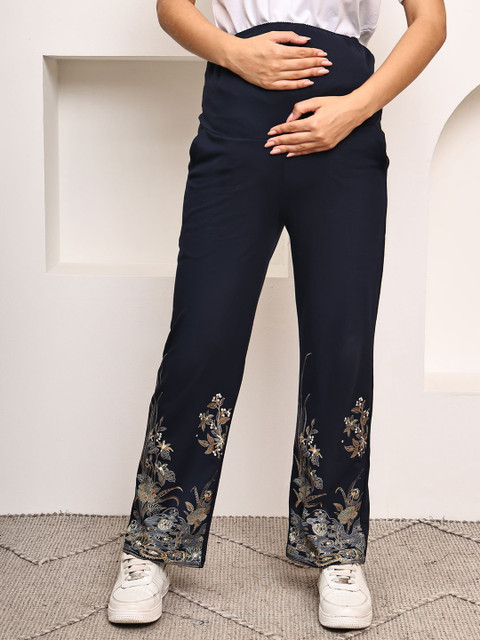 WELL KEPT Women Embroidered Maternity Track Pants