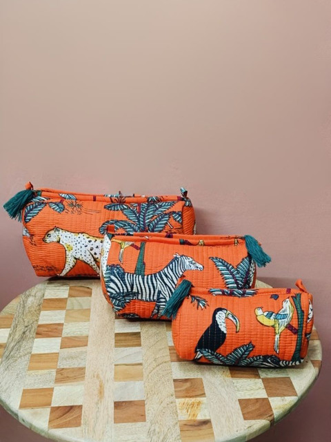 Gulaab Jaipur 3-Pcs Printed Travel Pouch With Waterproof Lining