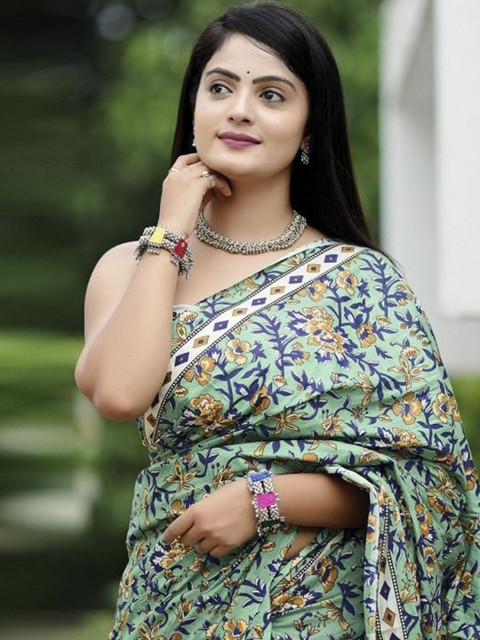 JAINICA Floral Pure Cotton Saree - Image 4