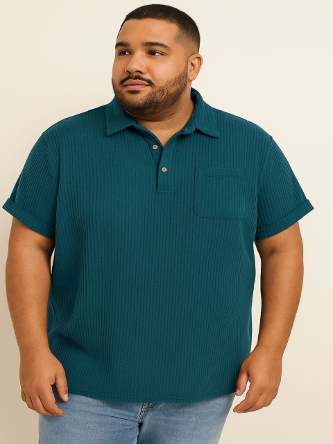 Colorchakra Men Plus Size Solid Polo Collar T-shirt