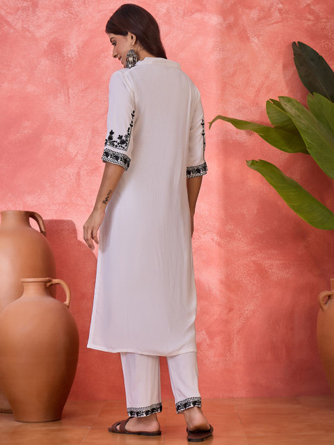 Sangria Embroidered V-Neck Tunic With Trouser Co-Ords - Image 5