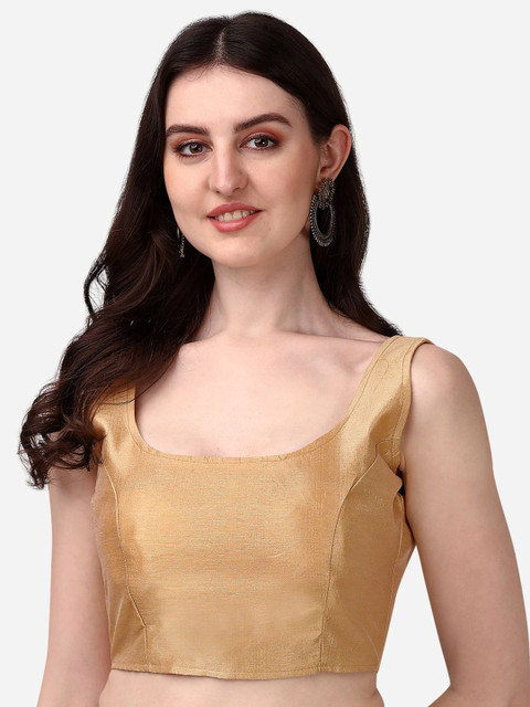 HERE&NOW Round Neck Padded Silk Saree Blouse
