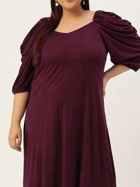 theRebelinme Women Plus Size Puff Sleeve A-Line Maxi Dress - Image 2
