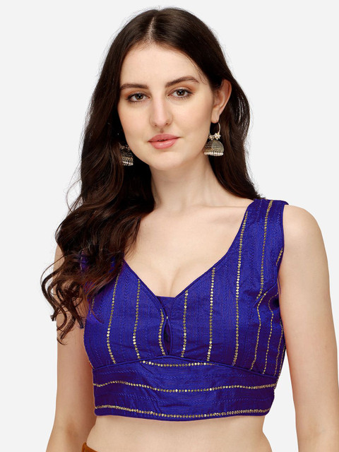 HERE&NOW Embellished V-Neck Padded Saree Blouse