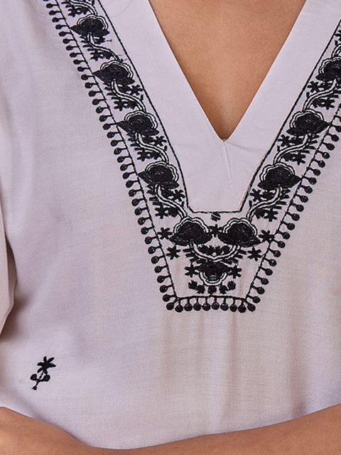 Sangria Embroidered V-Neck Tunic With Trouser Co-Ords - Image 2
