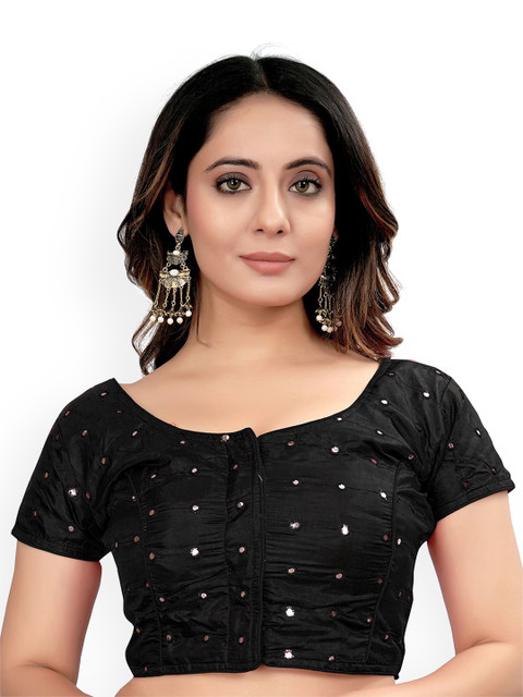 HERE&NOW Embroidered Round Neck Padded Saree Blouse