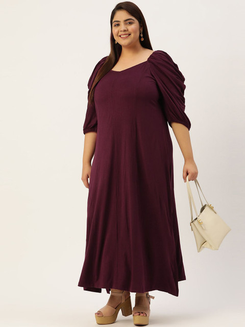 theRebelinme Women Plus Size Puff Sleeve A-Line Maxi Dress - Image 5