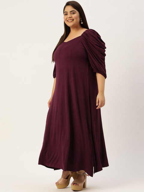 theRebelinme Women Plus Size Puff Sleeve A-Line Maxi Dress - Image 3