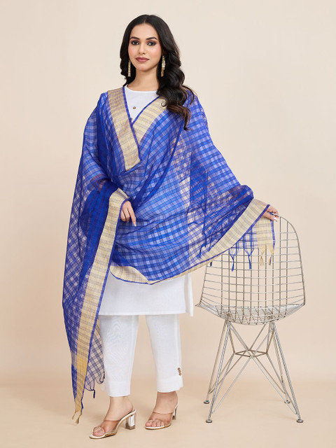House of Pataudi Checked Banarasi Dupatta