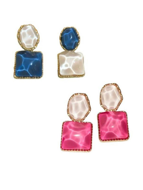 AKISON JEWELS Crystals Oval Alloy Studs Earrings