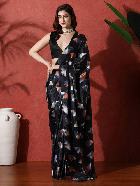 Sangria Ready to wear Satin Floral Digital Printed Saree