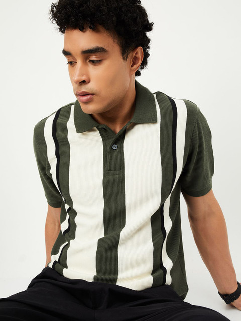 max Men Striped Polo Collar T-shirt