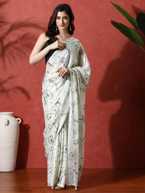 Sangria Ready to wear Satin Floral Digital Printed Saree