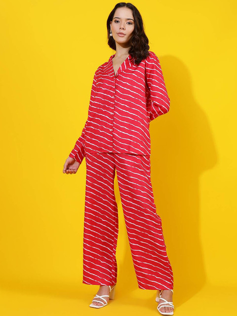 Stylecast X Kotty Striped Shirt Collar Long Sleeve Co-Ords