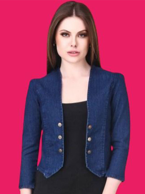 OOTPTAANG V-Neck Three-Quarter Sleeves Cotton Asymmetric Crop Shrug