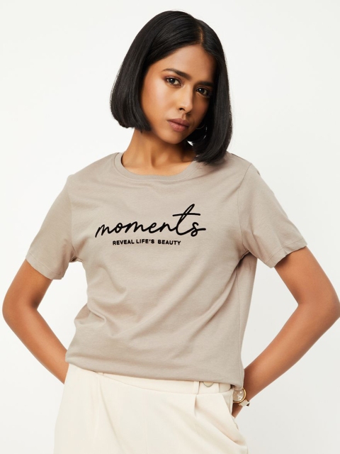 max Typography Printed Round Neck Cotton T-shirt